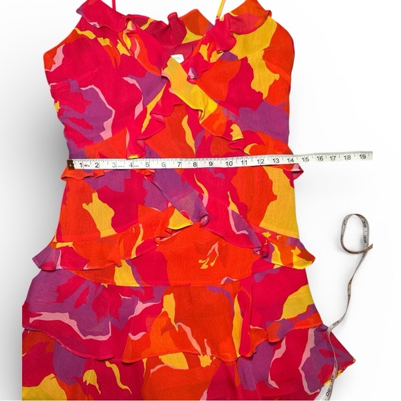 Ramy Brook Maria Pink Punch Amalfi Ruffle Mini Dress Sz 2 - Picture 11 of 15